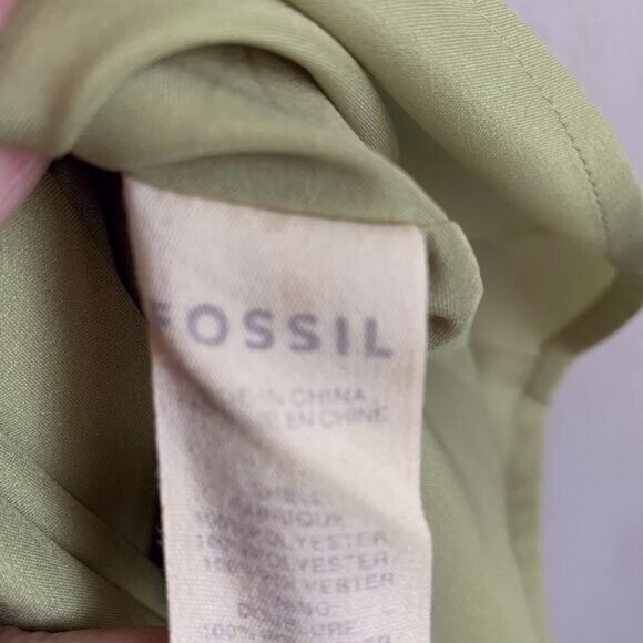 Fossil Sleeveless Dress Size Small Chiffon Blue Feather Beach Tropical Vacation - Picture 10 of 13